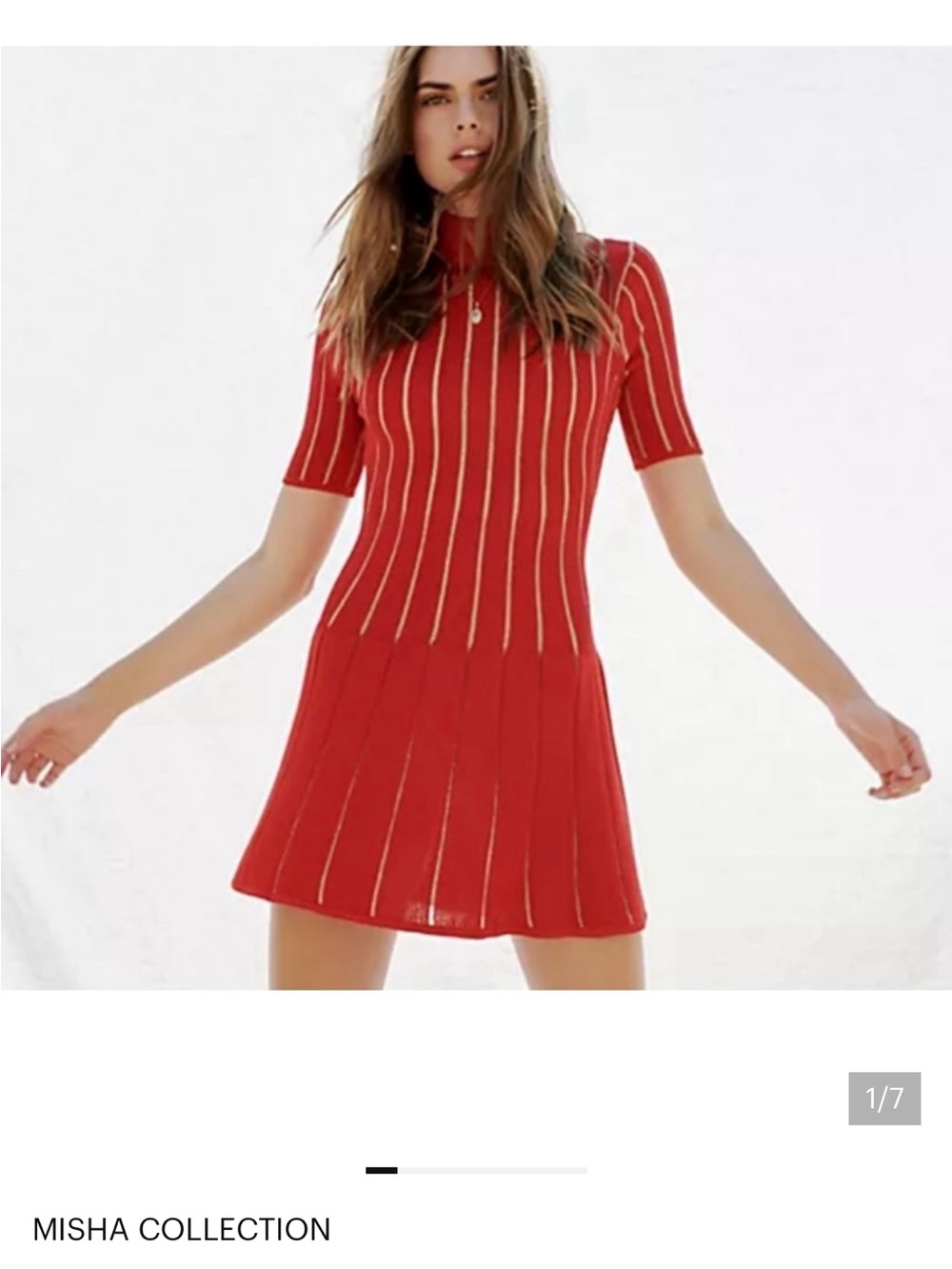 Misha Red Gold Drop Waist Knit Dress